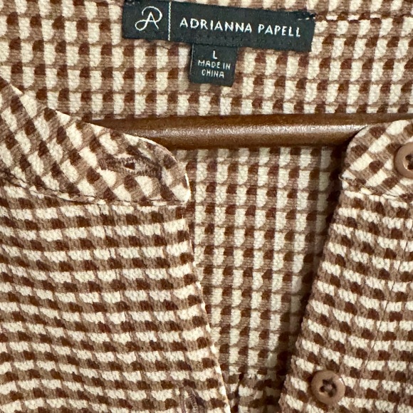 Adrianna Papell Brown Checkered Blouse - Picture 3 of 4